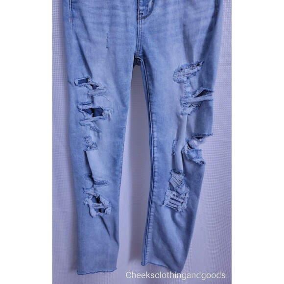 American Eagle Jegging Crop Distressed Light Wash Jeans Women's 0 Regular - Picture 3 of 8